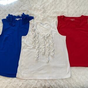 Lot of 3 Chico's Women's Size 2 Large Tank Tops Red White Blue Patriotic